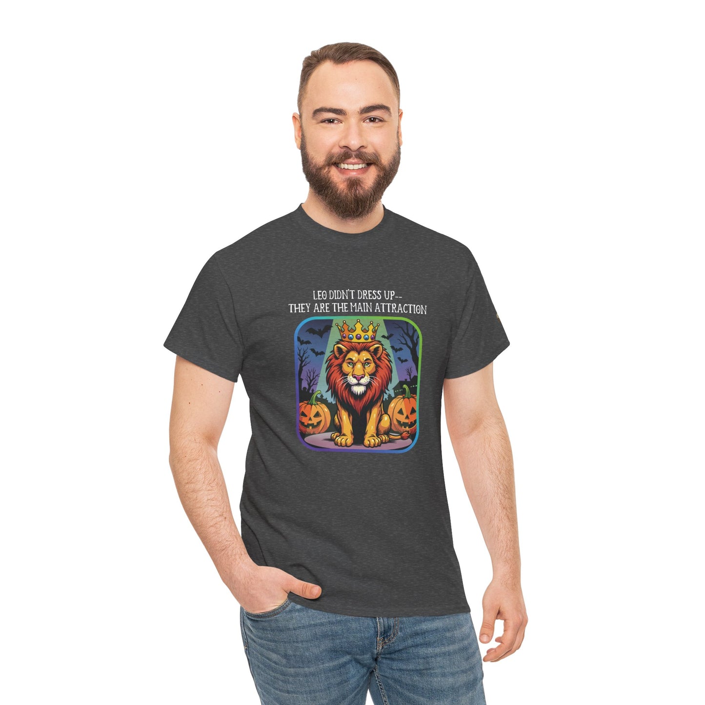 Leo Halloween Heavy Cotton Tee - Perfect for Men, Everyday Wear, Halloween Costume Alternative, Leo Gift