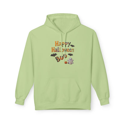 Halloween Boo Patchwork Fleece Hoodie, Unisex Sweatshirt