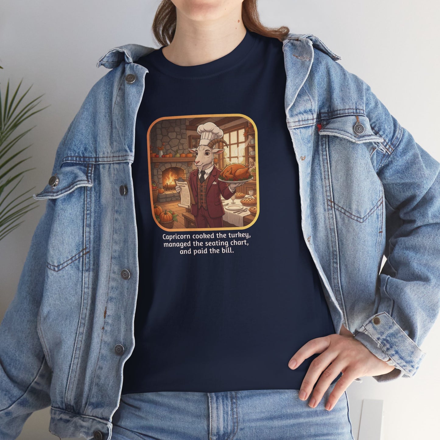 Capricorn Thanksgiving-Themed Unisex Heavy Cotton Tee