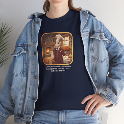 Capricorn Thanksgiving-Themed Unisex Heavy Cotton Tee