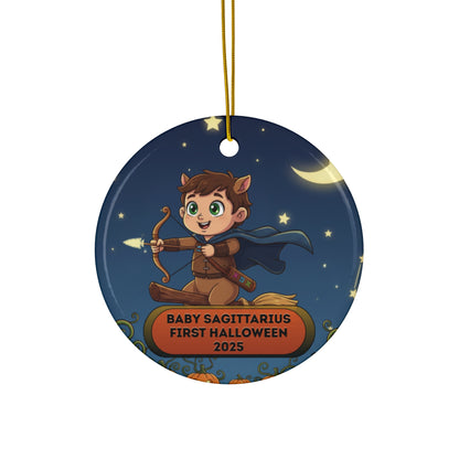 Baby Sagittarius 2025 Halloween Round Ceramic Ornament