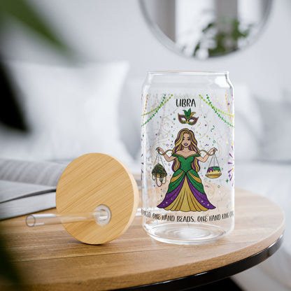 Libra Sipper Glass 16oz — Mardi Gras Design