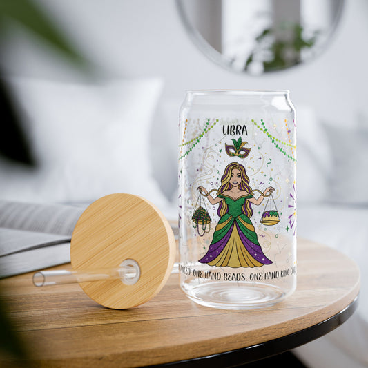 Libra Sipper Glass 16oz — Mardi Gras Design