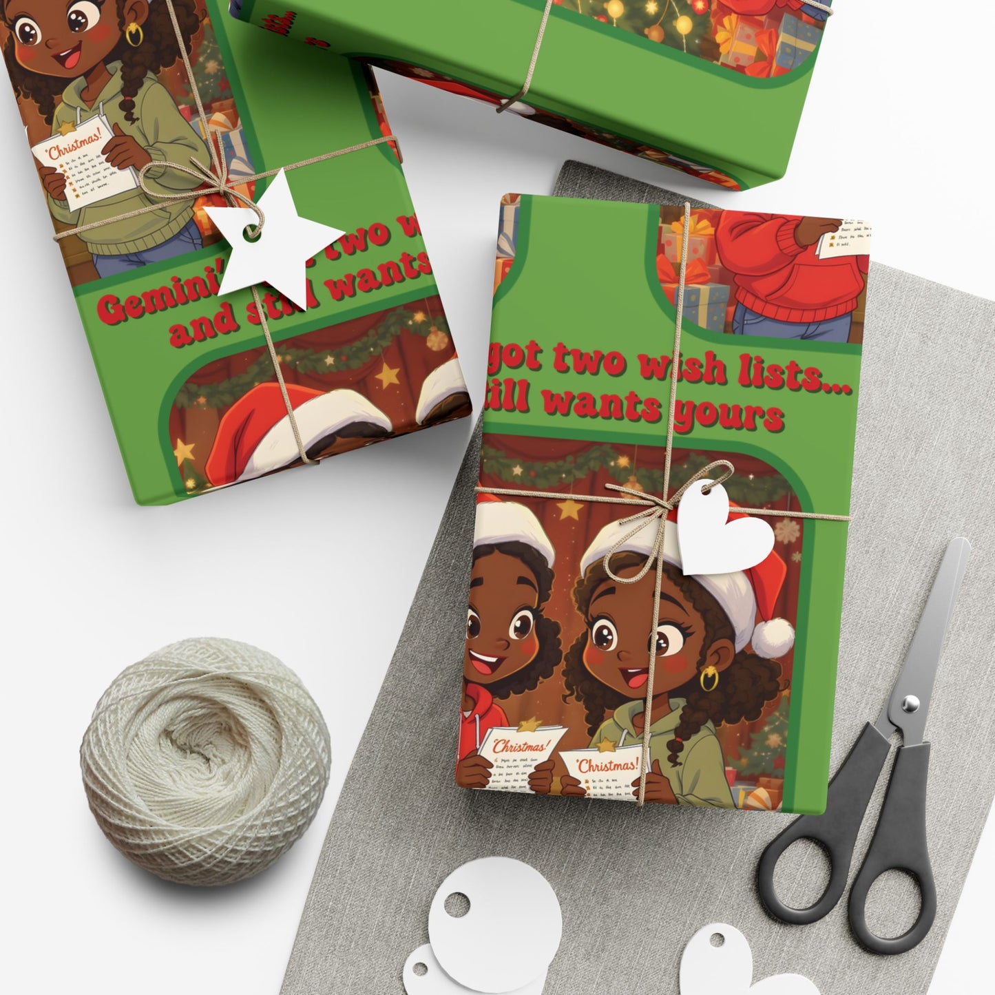 Gemini African-American Female Holiday Gift Wrap