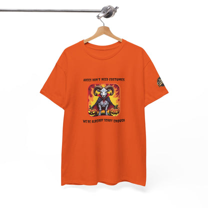 Aries Halloween Heavy Cotton Tee - Perfect for Men, Everyday Wear, Halloween Costume Alternative, Aries Gift