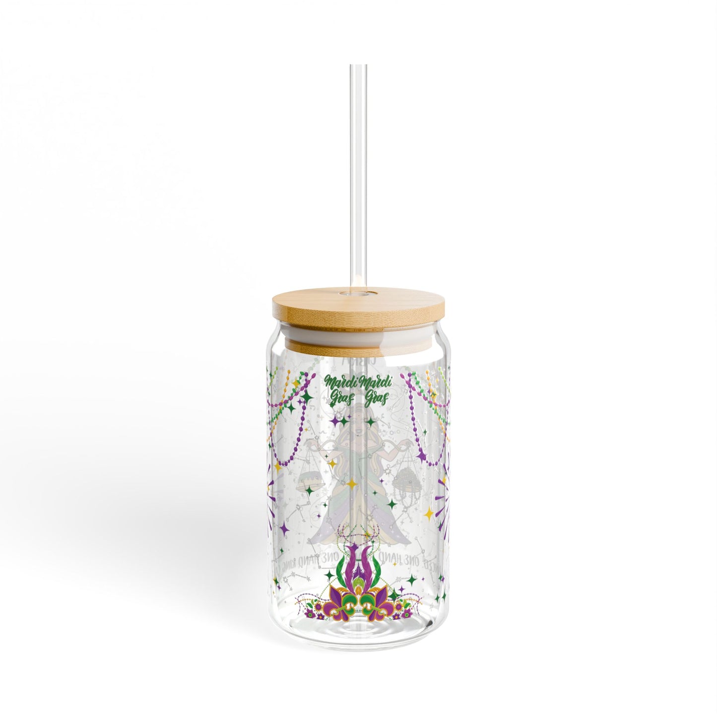 Libra Sipper Glass 16oz — Mardi Gras Design