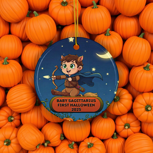Baby Sagittarius 2025 Halloween Round Ceramic Ornament