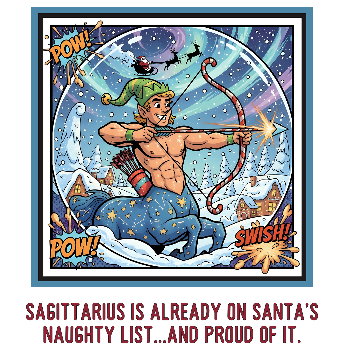 Sagittarius Christmas-Themed Three Panel Fleece Pullover #4