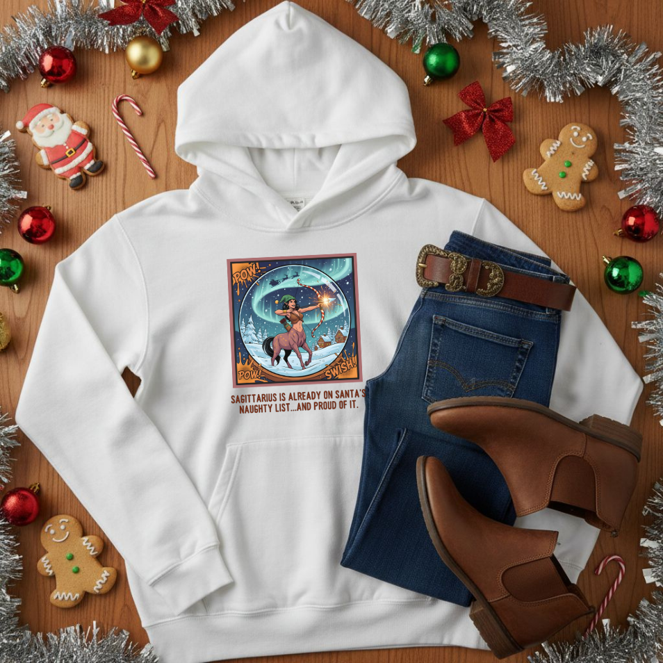 Sagittarius Christmas-Themed Three Panel Fleece Pullover