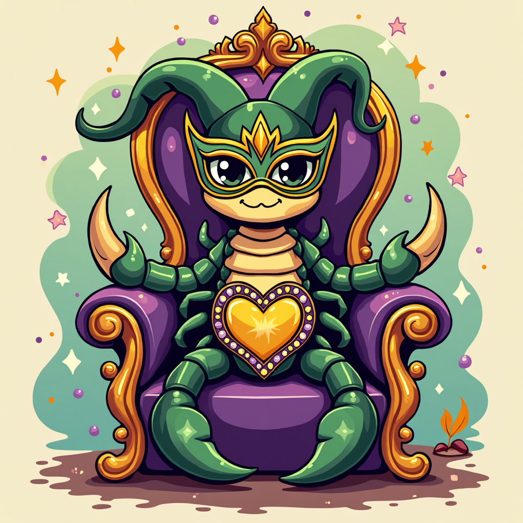 Scorpio Stainless Steel 14oz Travel Mug - Mardi Gras Design