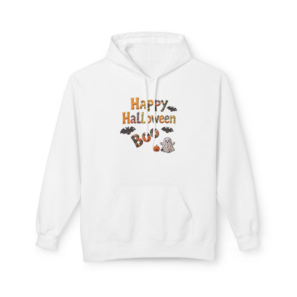 Halloween Boo Patchwork Fleece Hoodie, Unisex Sweatshirt