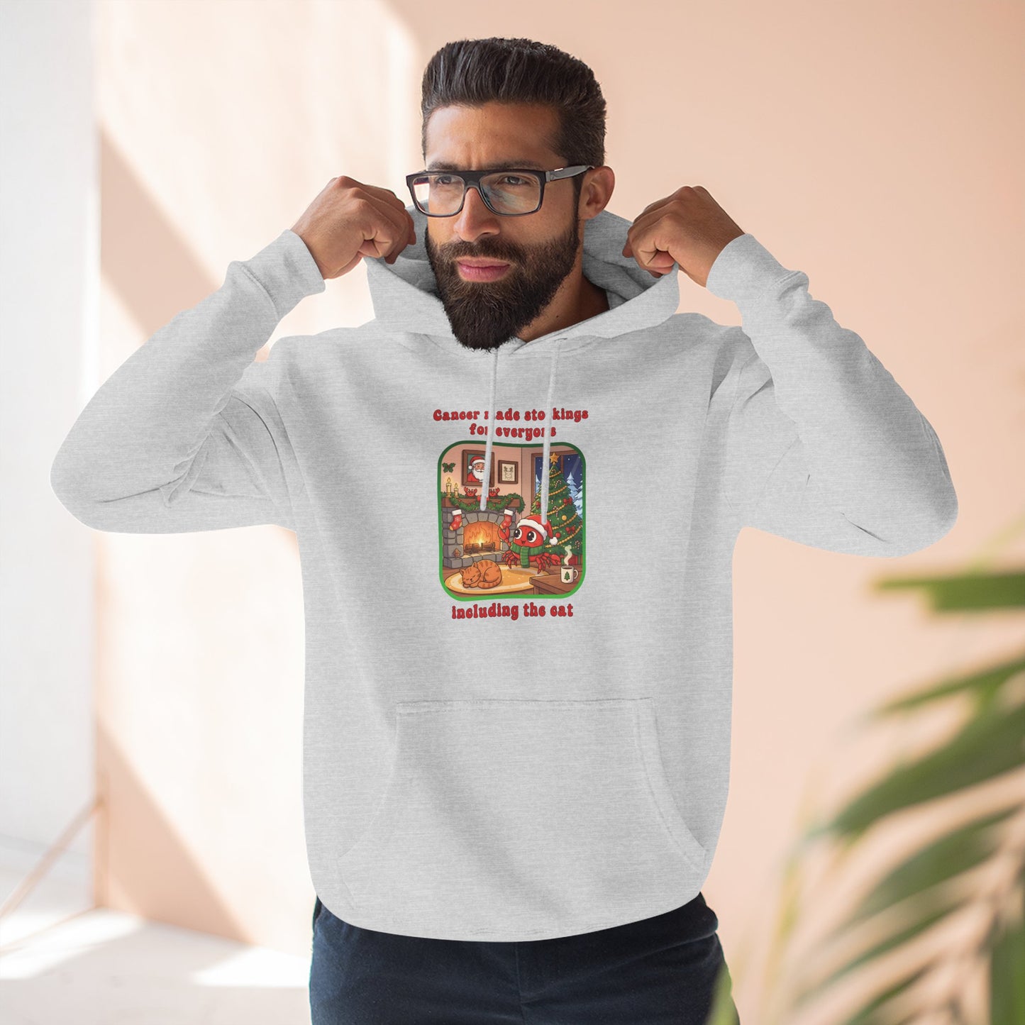Cancer Christmas-Themed Three Panel Fleece Hoodie