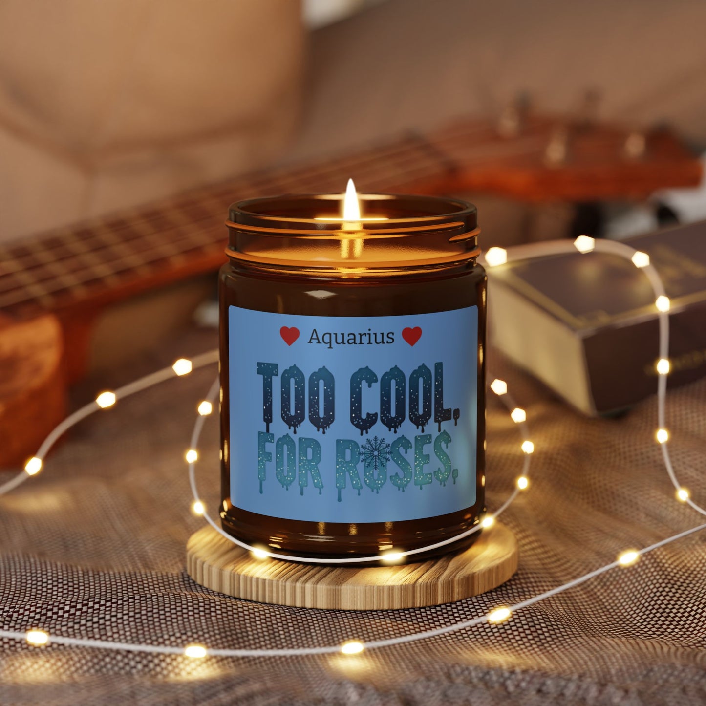 Aquarius 'Too Cool for Roses' Scented Soy Candle — Amber Jar