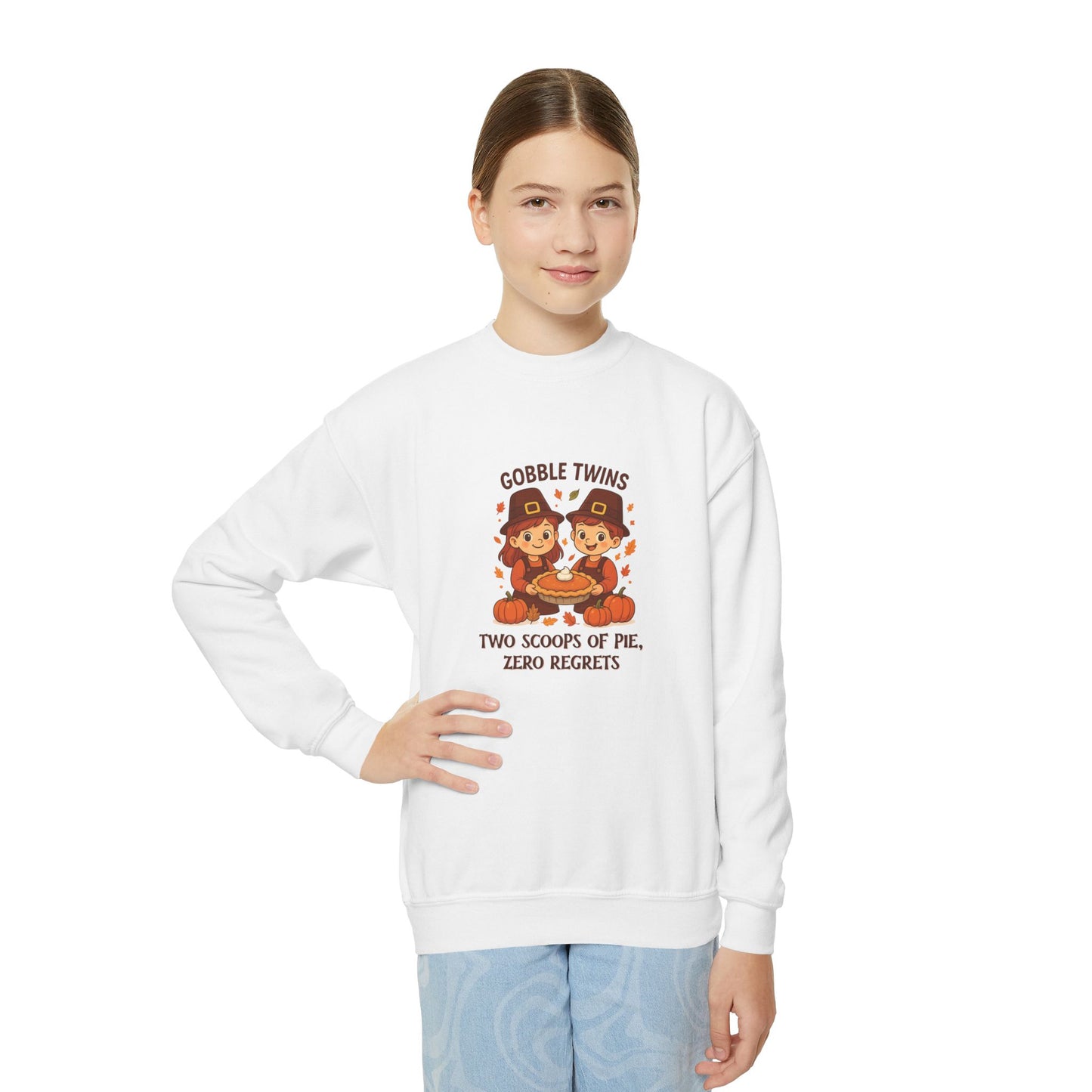 Gemini Thanksgiving-Themed Youth Crewneck Pullover Sweatshirt