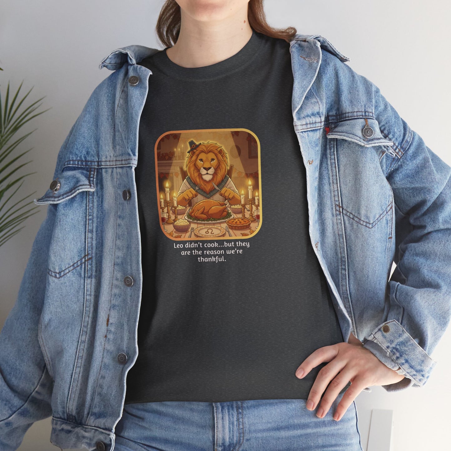Leo Thanksgiving-Themed Unisex Heavy Cotton Tee