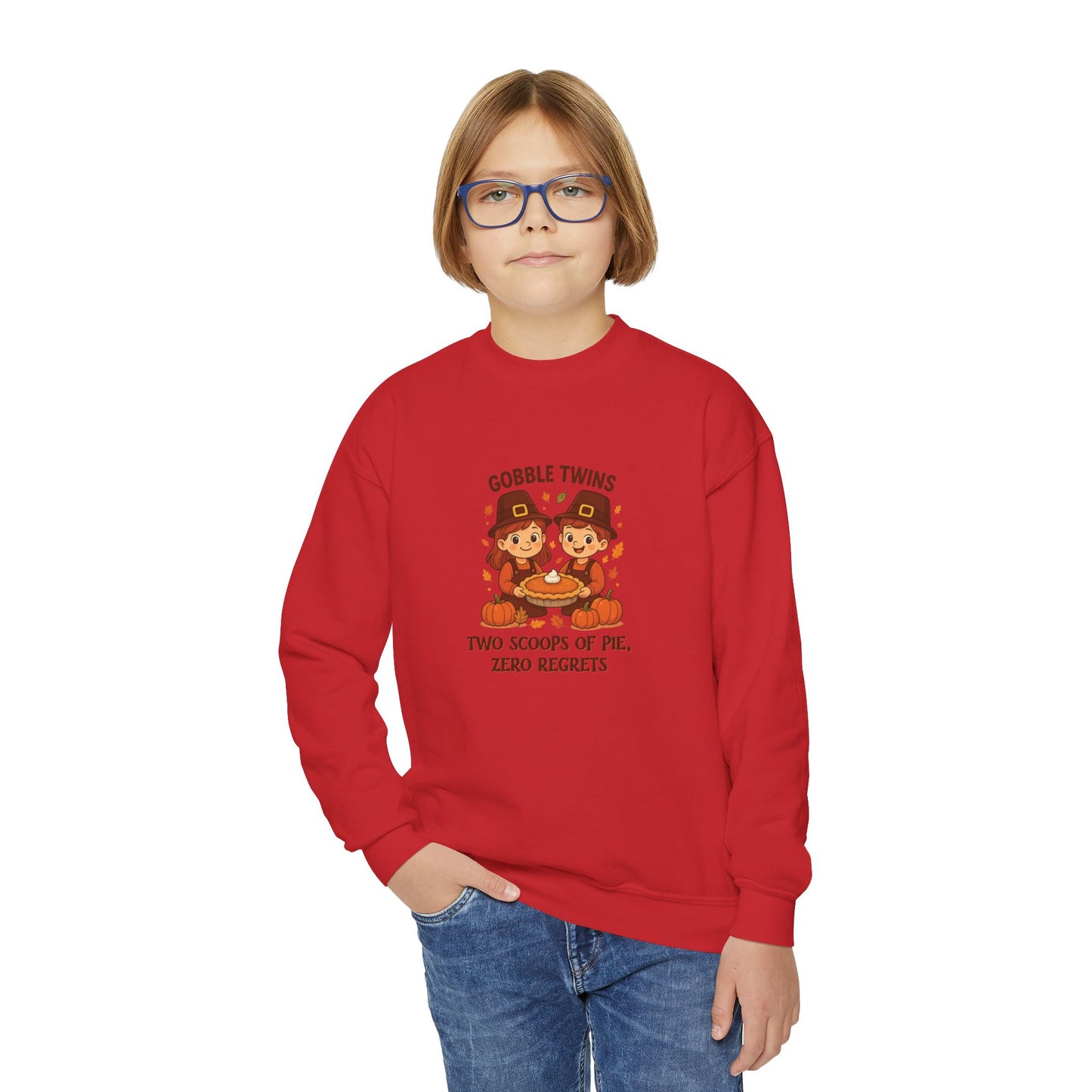 Gemini Thanksgiving-Themed Youth Crewneck Pullover Sweatshirt