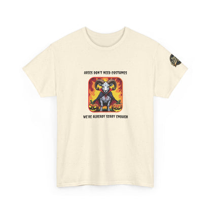 Aries Halloween Heavy Cotton Tee - Perfect for Men, Everyday Wear, Halloween Costume Alternative, Aries Gift