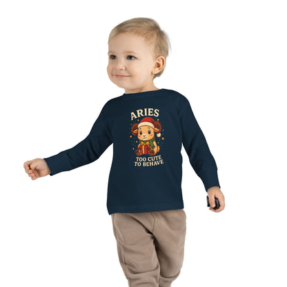 Aries Christmas-Themed Toddler Long Sleeve Tee
