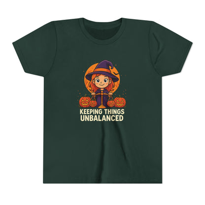 Libra Halloween Themed Youth Tee, Libra "Keeping Things Unbalanced" Design, Kids Halloween Shirt, Trick or Treat T-Shirt, Libra Zodiac Gift