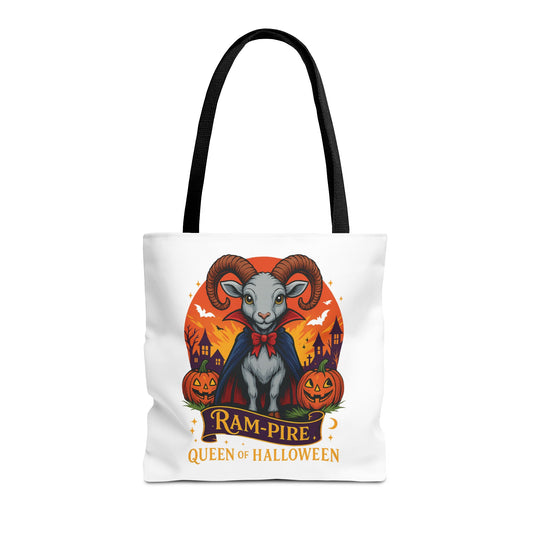 Aries Halloween Ram-Pire Queen Tote Bag, Spooky Aries Tote, Halloween Party Accessory, Gift for Aries,  Halloween Decor