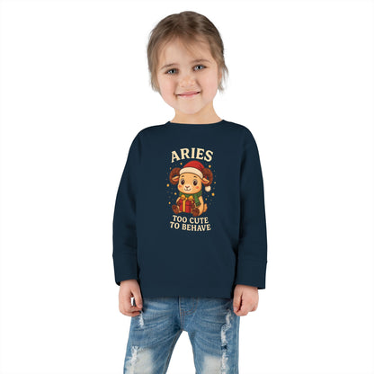 Aries Christmas-Themed Toddler Long Sleeve Tee