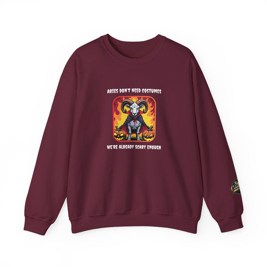 Halloween Aries-Inspired Crewneck Sweatshirt for Men - Perfect for Spooky Season, Aries Gift , Zodiac Gifts, Comfortable Style
