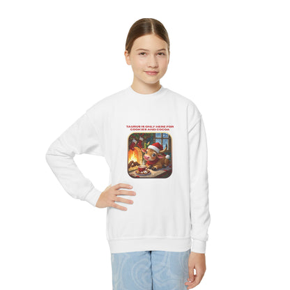 Taurus Christmas-Themed Youth Crewneck Pullover Sweatshirt
