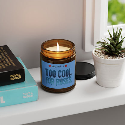 Aquarius 'Too Cool for Roses' Scented Soy Candle — Amber Jar