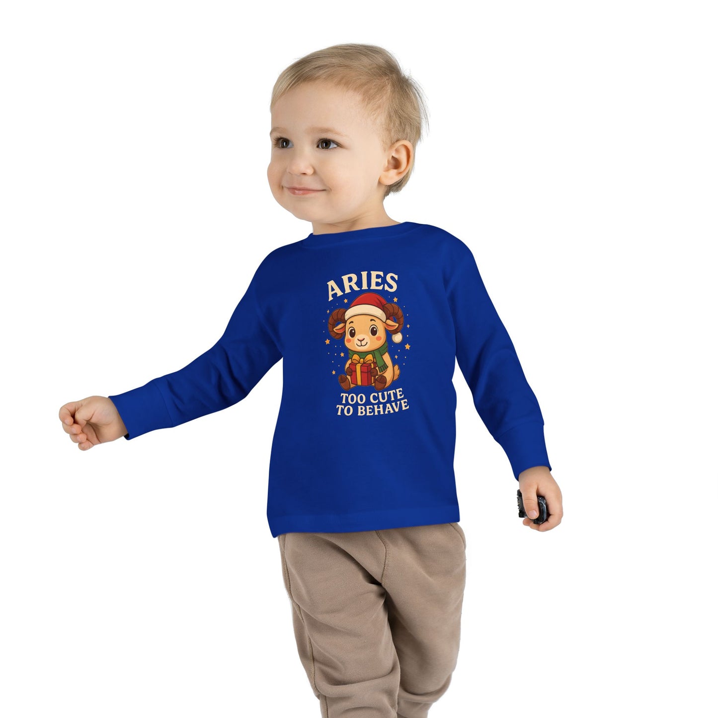 Aries Christmas-Themed Toddler Long Sleeve Tee