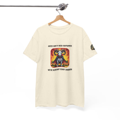 Aries Halloween Heavy Cotton Tee - Perfect for Men, Everyday Wear, Halloween Costume Alternative, Aries Gift