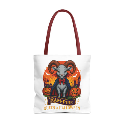 Aries Halloween Ram-Pire Queen Tote Bag, Spooky Aries Tote, Halloween Party Accessory, Gift for Aries,  Halloween Decor