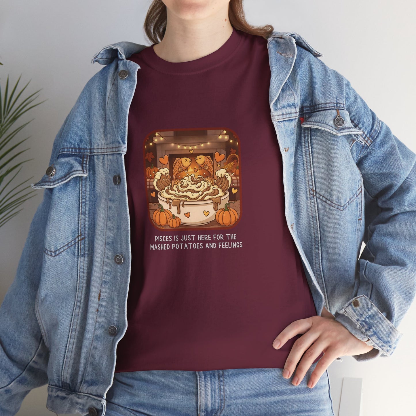 Pisces Thanksgiving-Themed Unisex Heavy Cotton Tee