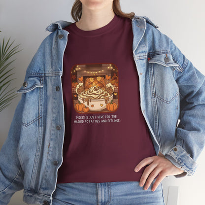 Pisces Thanksgiving-Themed Unisex Heavy Cotton Tee
