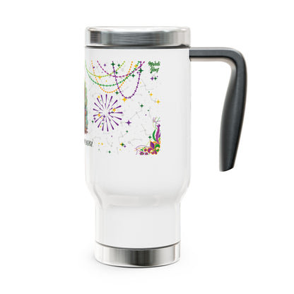 Scorpio Stainless Steel 14oz Travel Mug - Mardi Gras Design