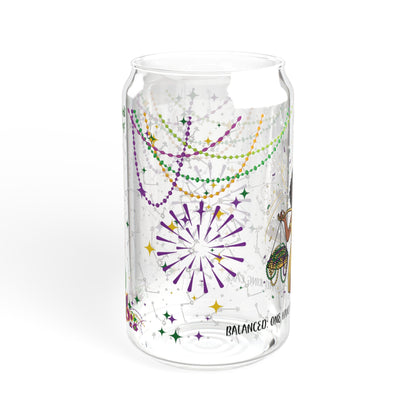 Libra Sipper Glass 16oz - Mardi Gras Design