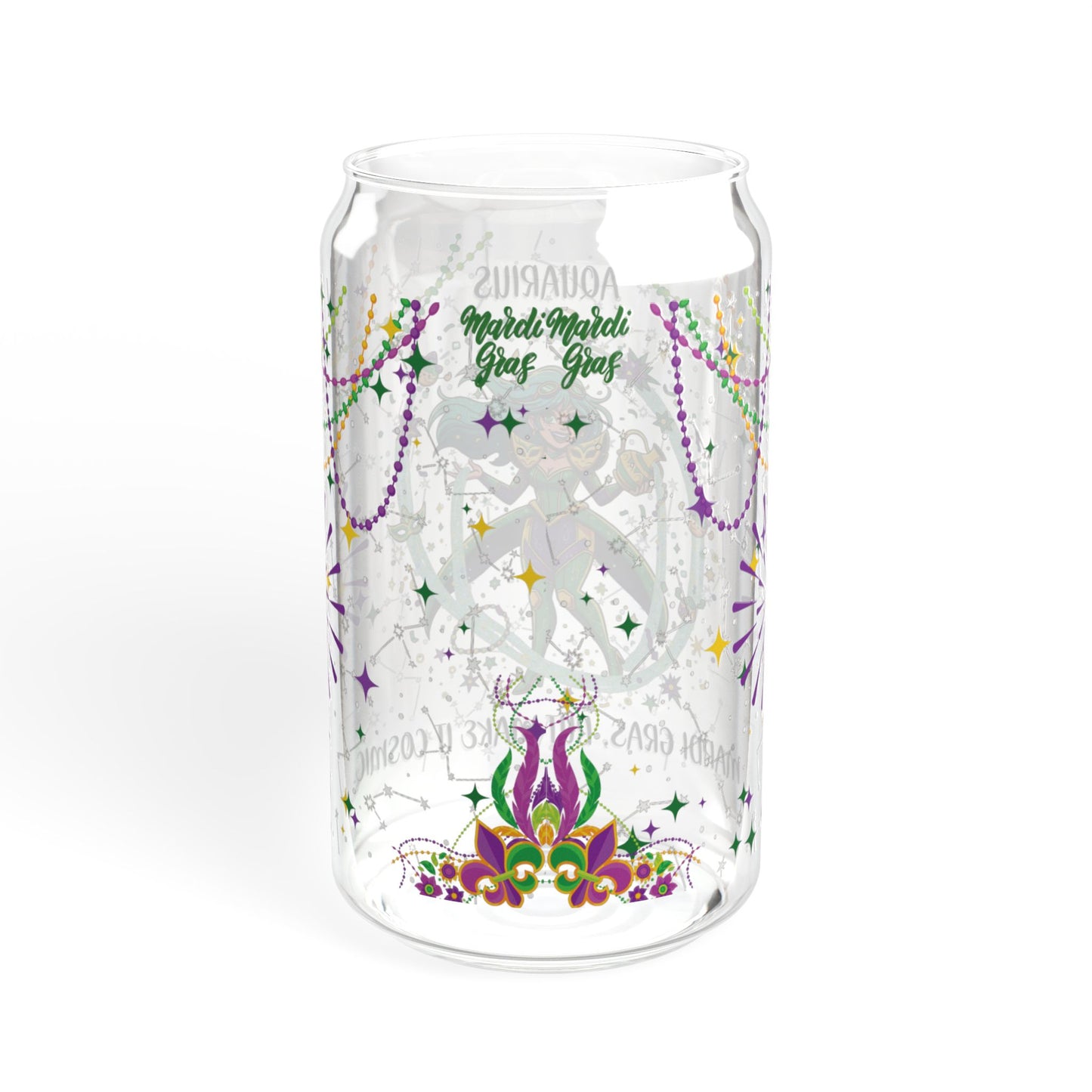 Aquarius Sipper Glass 16oz – Mardi Gras Female Design