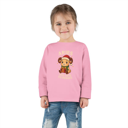 Aries Christmas-Themed Toddler Long Sleeve Tee