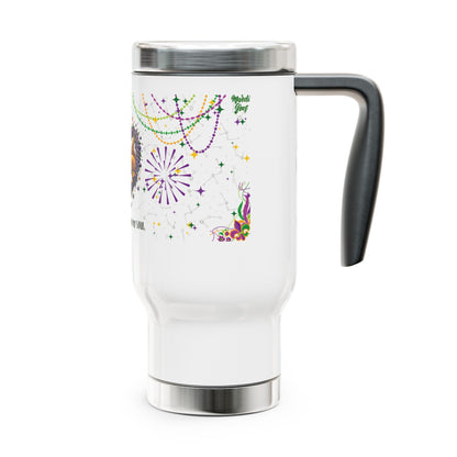 Pisces Stainless Steel 14oz Travel Mug - Mardi Gras Design