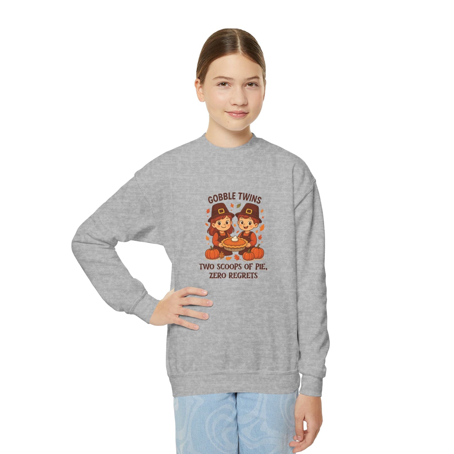 Gemini Thanksgiving-Themed Youth Crewneck Pullover Sweatshirt