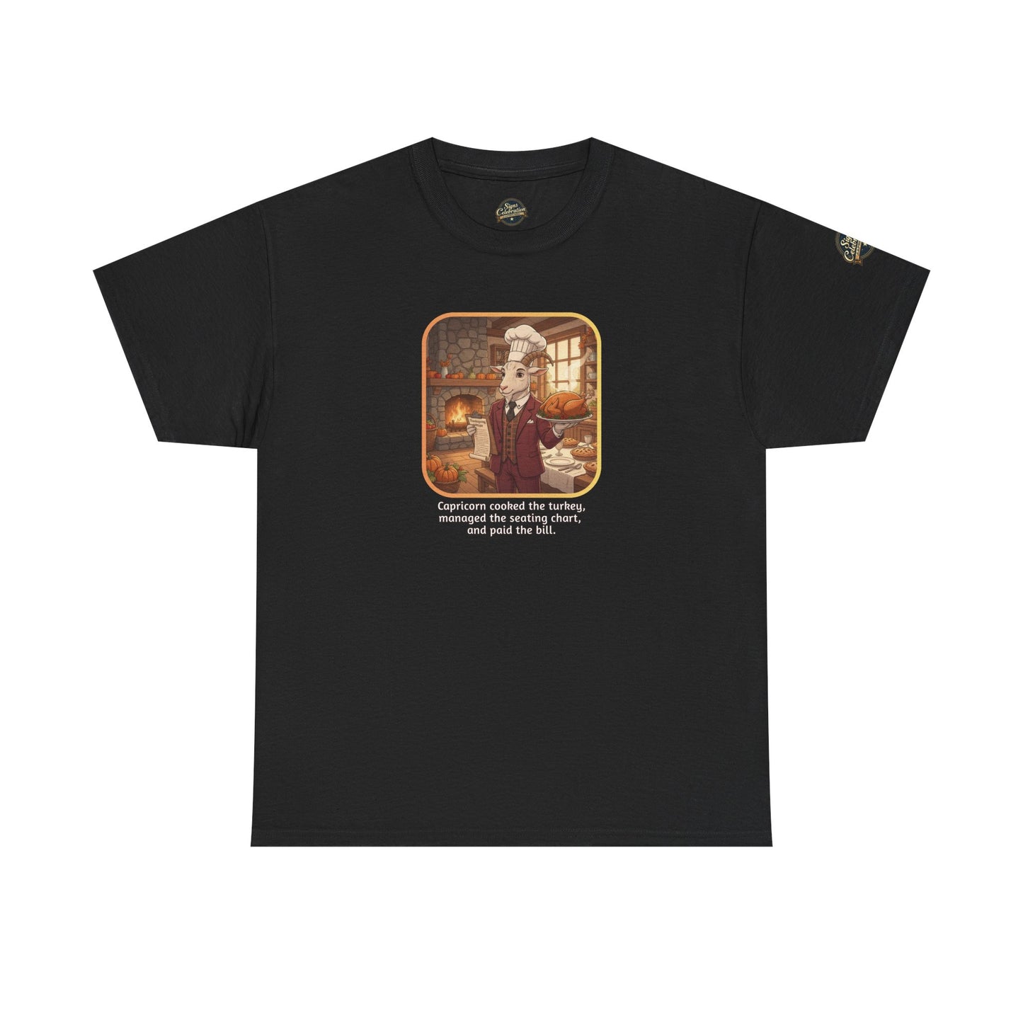 Capricorn Thanksgiving-Themed Unisex Heavy Cotton Tee