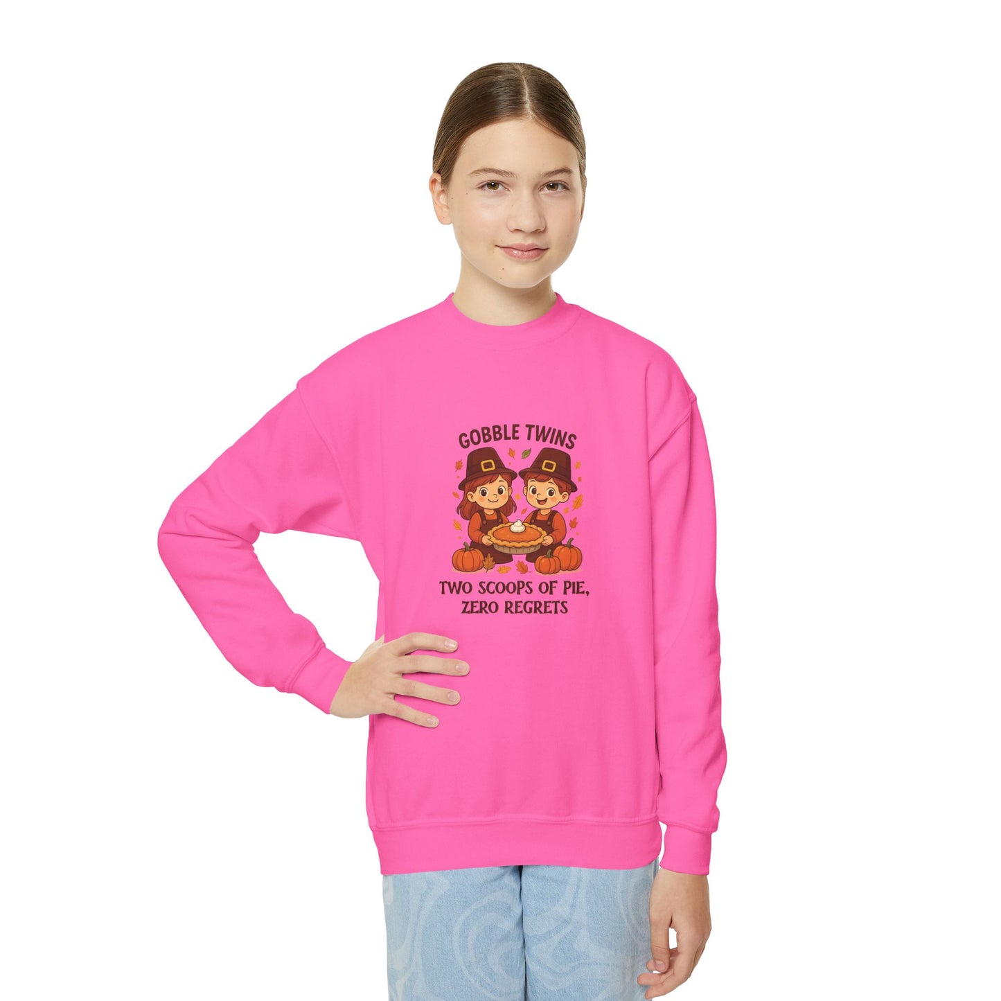 Gemini Thanksgiving-Themed Youth Crewneck Pullover Sweatshirt