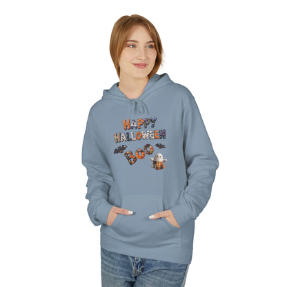 Halloween Boo Patchwork Fleece Hoodie, Unisex Sweatshirt