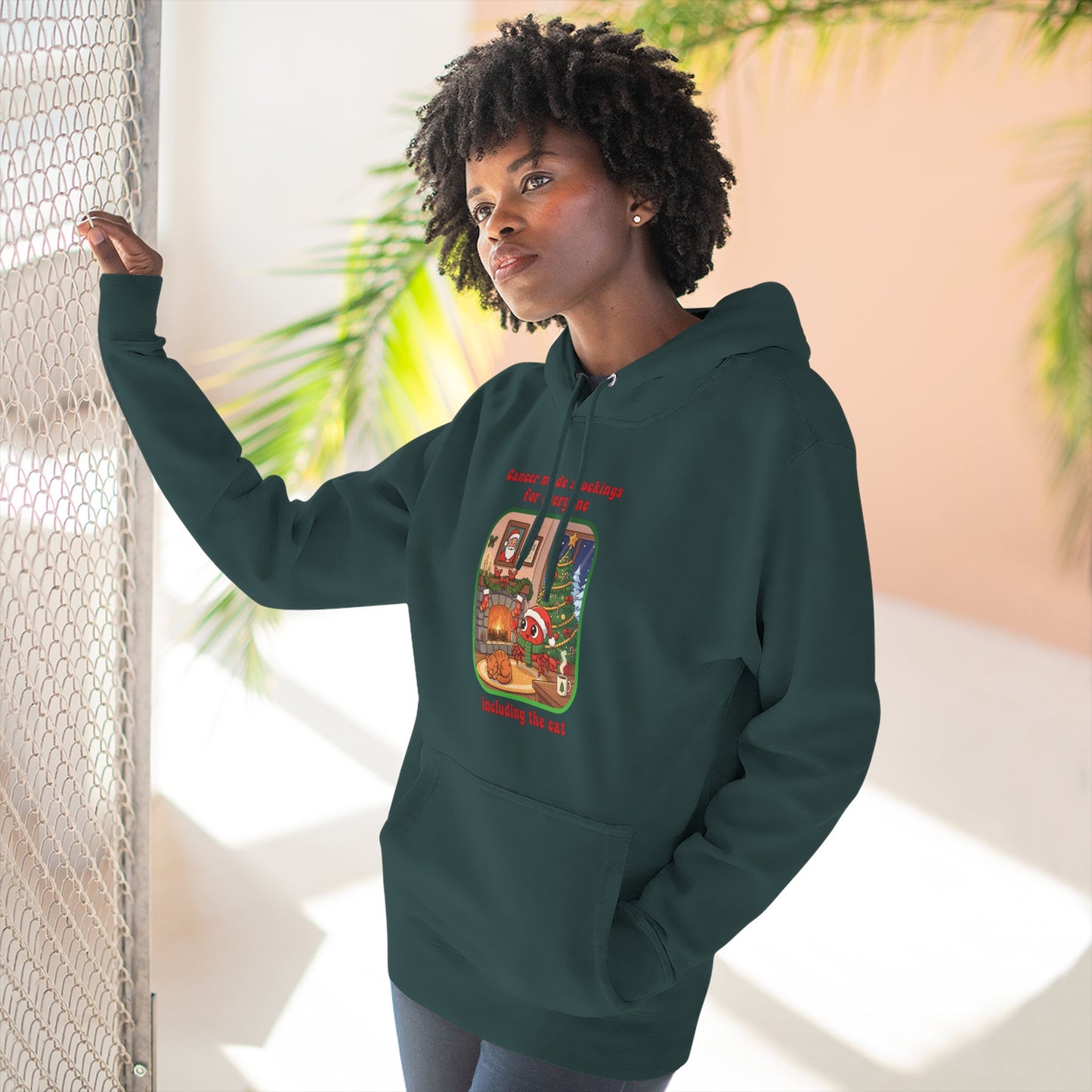 Cancer Christmas-Themed Three Panel Fleece Hoodie