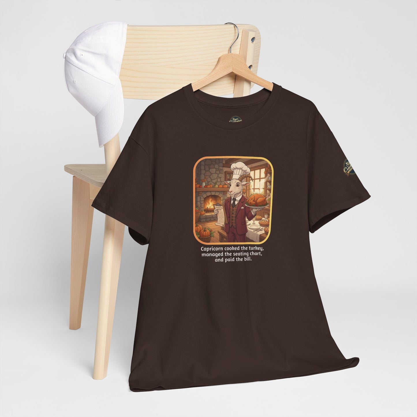 Capricorn Thanksgiving-Themed Unisex Heavy Cotton Tee