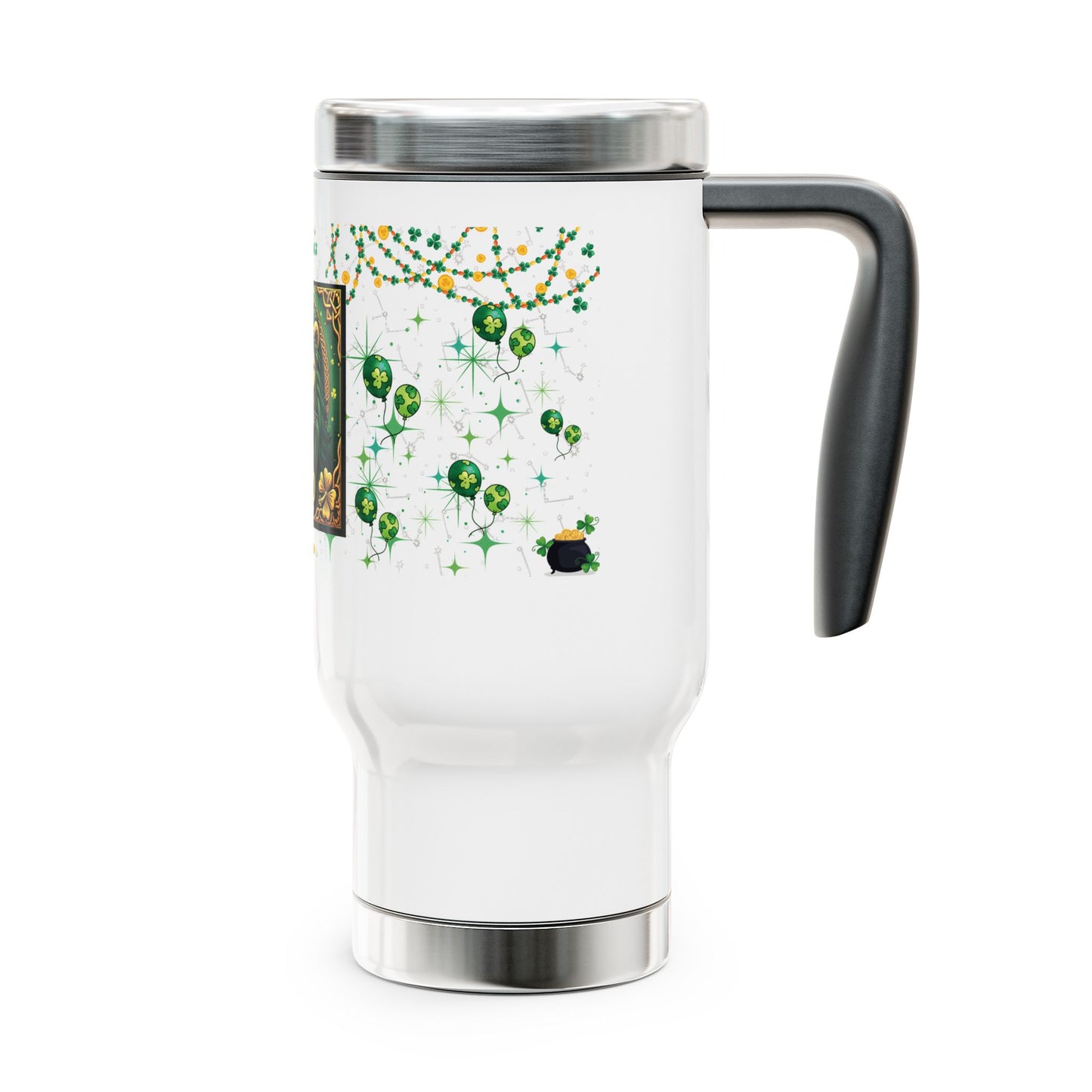 Leo Stainless Steel 14oz Travel Mug - St. Patrick's Day Design