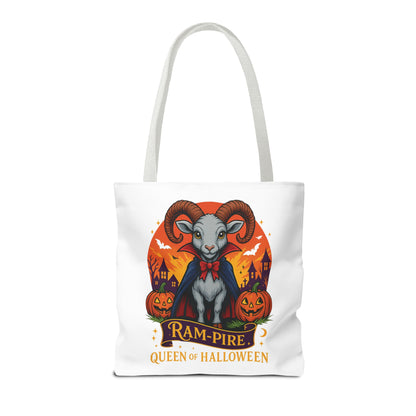 Aries Halloween Ram-Pire Queen Tote Bag, Spooky Aries Tote, Halloween Party Accessory, Gift for Aries,  Halloween Decor