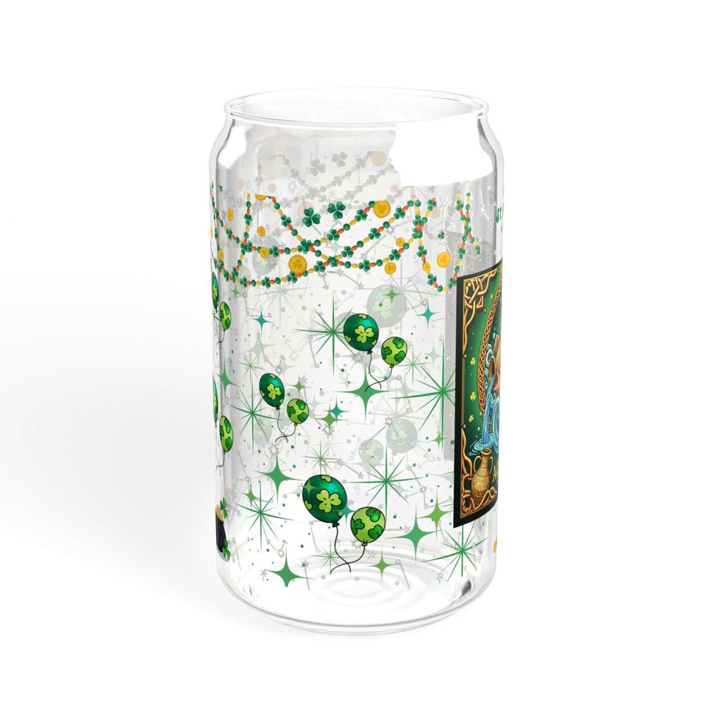 Aquarius Sipper Glass 16oz – St. Patrick's Day Design