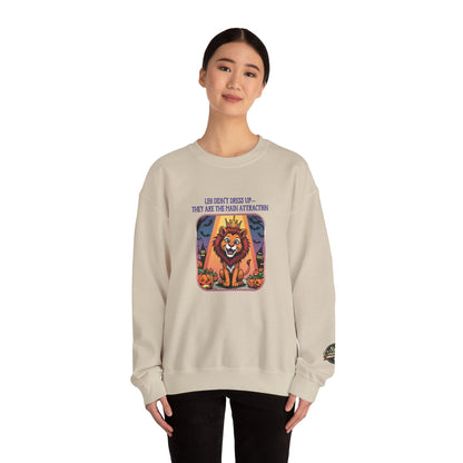 Leo Halloween Inspired Ladies Crewneck Sweatshirt, Cozy Astrology Gift, Halloween Apparel, Zodiac Inspired Clothing
