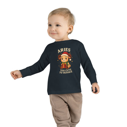 Aries Christmas-Themed Toddler Long Sleeve Tee