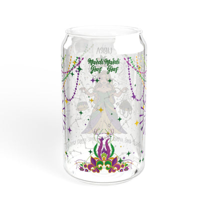 Libra Sipper Glass 16oz — Mardi Gras Design